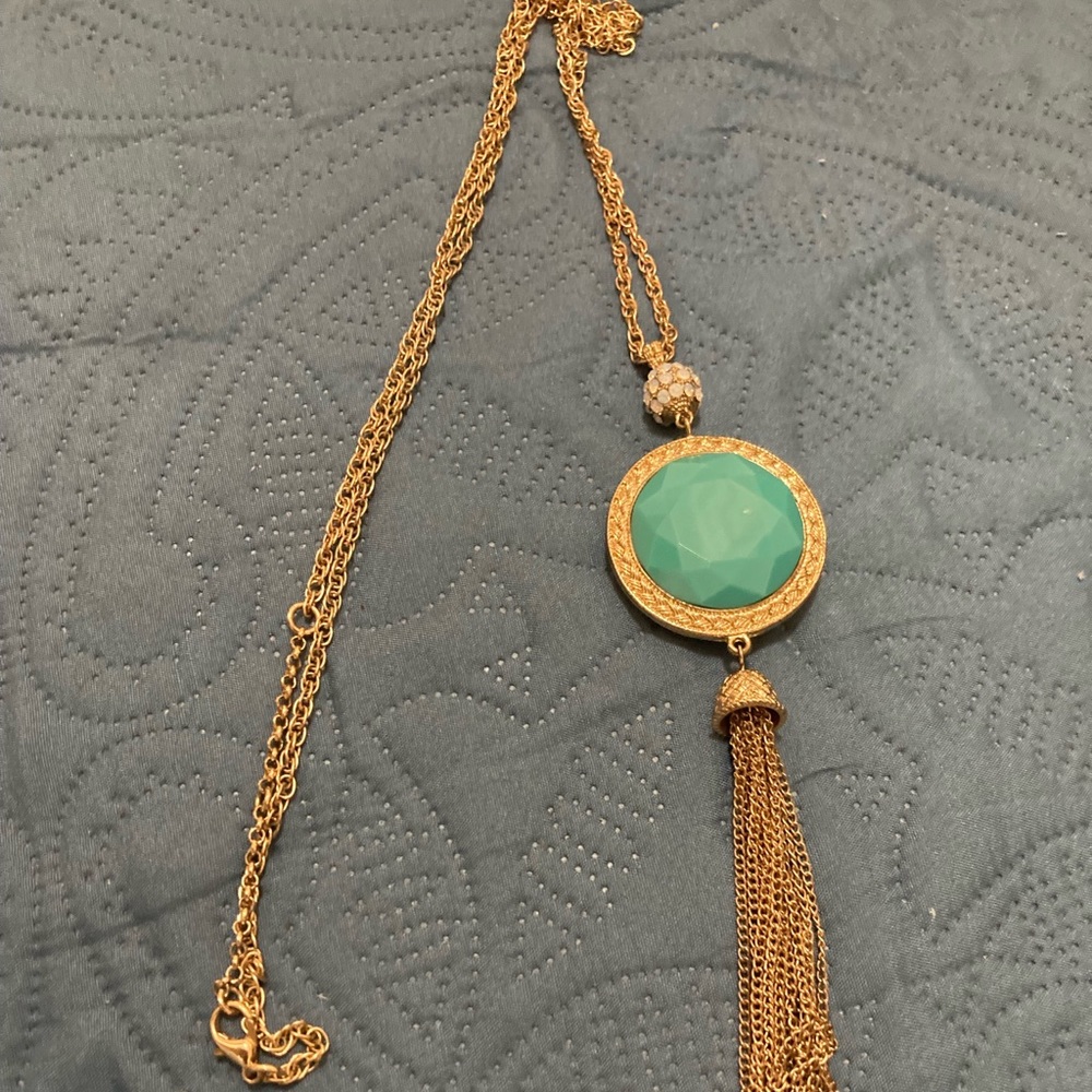 Tassel two sided color turquoise/cream